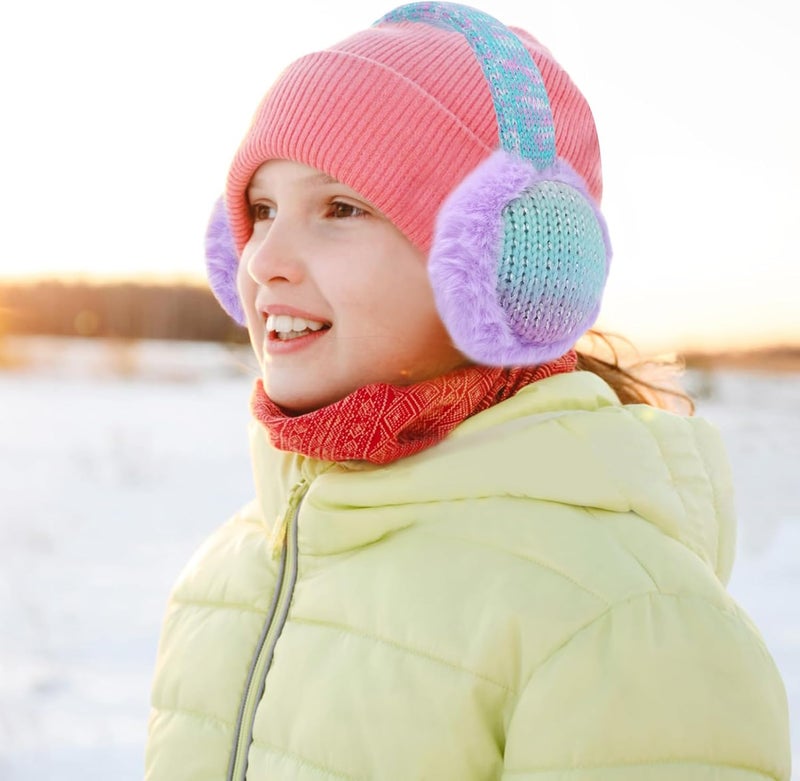 BUTITNOW Winter Knit EarMuffs for Kids Warm Furry Girls Ear Muffs Plush Toddler Ear Warmers Outdoor Ear Covers - Image 4
